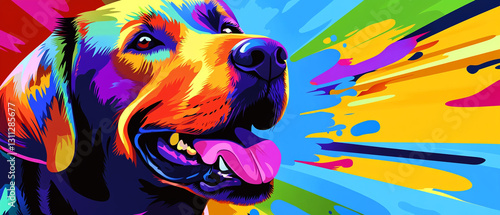 Vibrant Abstract Art of a Labrador Retriever Dog with a Colorful Coat Showcasing Unique Patterns and Textures Perfect for Pet Lovers and Art Enthusiasts Alike