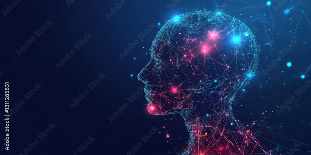 Futuristic Human Silhouette with Colorful Connections and Lights Futuristic Human Silhouette with Colorful Connections and Lights