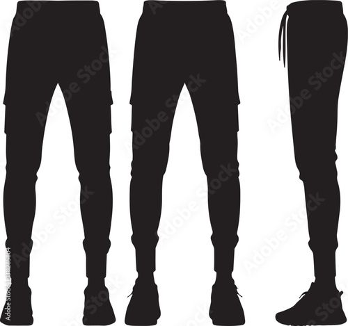 Create a pant design vector art silhouette with white background.