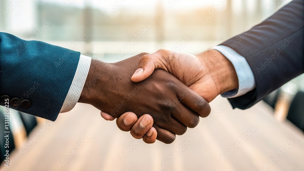 Workplace diversity equality growth concept. Two hands shaking in a business meeting, symbolizing partnership and agreement. Workplace diversity equality growth concept. Two hands shaking in a business meeting, symbolizing partnership and agreement.