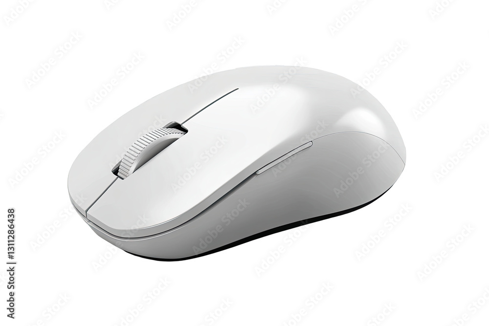 White Wireless Computer Mouse on Transparent Background White Wireless Computer Mouse on Transparent Background