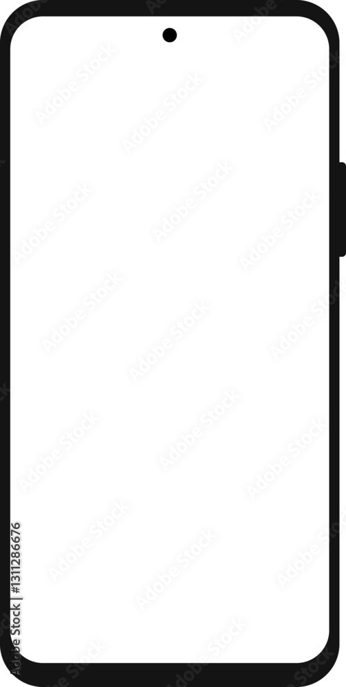Modern black vector illustration of mobile gadget - Flat drawing modern smartphone. Phone display with white screen isolated. Transparent screen modern smartphone design. Smartphone vector icon Modern black vector illustration of mobile gadget - Flat drawing modern smartphone. Phone display with white screen isolated. Transparent screen modern smartphone design. Smartphone vector icon