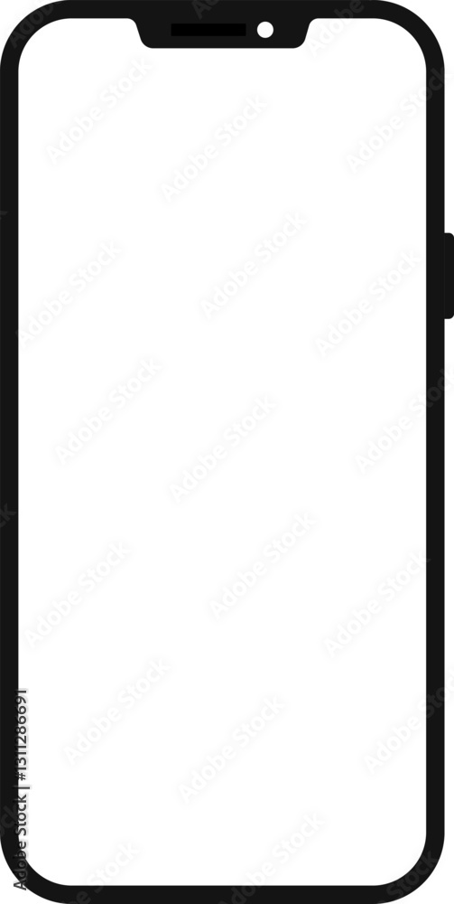 Modern black vector illustration of mobile gadget - Flat drawing modern smartphone. Phone display with white screen isolated. Transparent screen modern smartphone design. Smartphone vector icon Modern black vector illustration of mobile gadget - Flat drawing modern smartphone. Phone display with white screen isolated. Transparent screen modern smartphone design. Smartphone vector icon