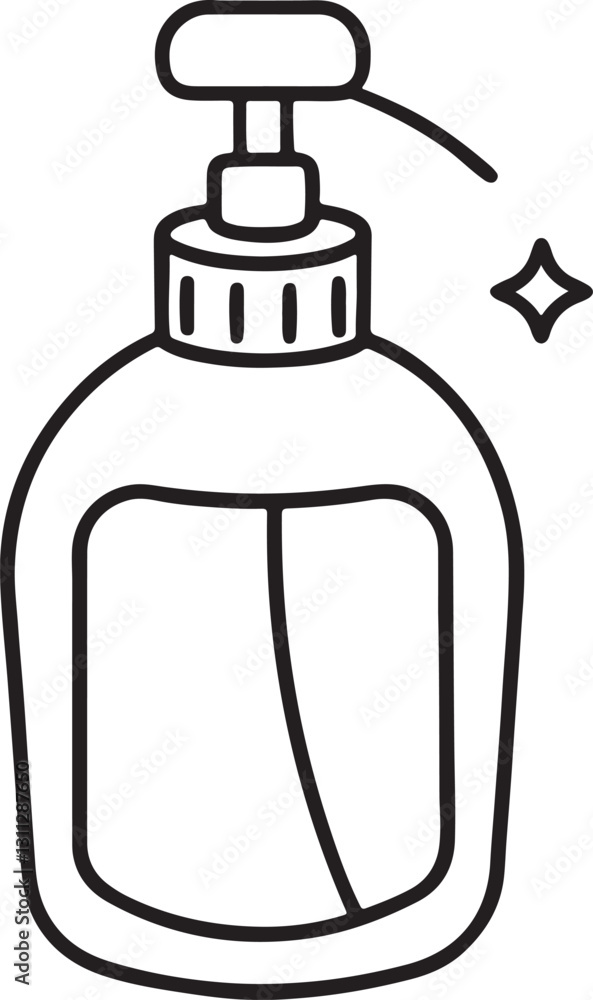 hand sanitizer line art, black outline, vector and illustration, coloring book page line art drawing hand sanitizer line art, black outline, vector and illustration, coloring book page line art drawing
