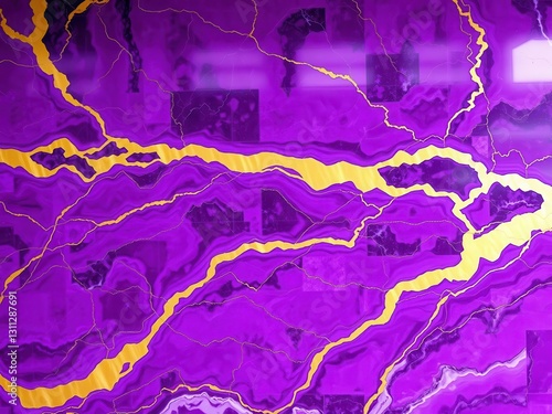 Purple and Gold Abstract Marble Texture