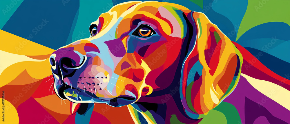 Fototapeta premium Vibrant Redbone Coonhound Dog with Colorful Abstract Coat Design Showcasing Unique Patterns and Textures Perfect for Art Lovers and Dog Enthusiasts Alike in a Stunning Visual Display