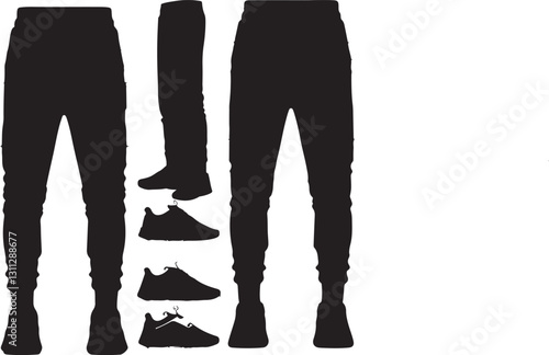 Create a pant design vector art silhouette with white background.
