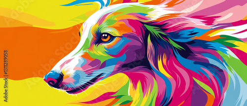 Colorful Abstract Vector Art of a Saluki Dog with a Unique Coat Design Showcasing the Elegance and Grace of This Ancient Breed in a Vibrant and Artistic Style