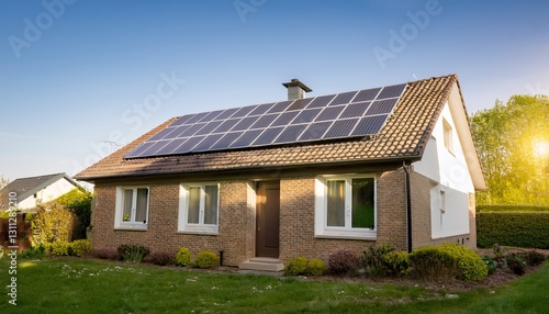 Wallpaper Mural Detached residential house with solar panels on the roof Torontodigital.ca