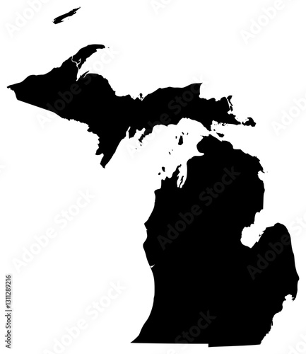 Michigan state silhouette map in black color
