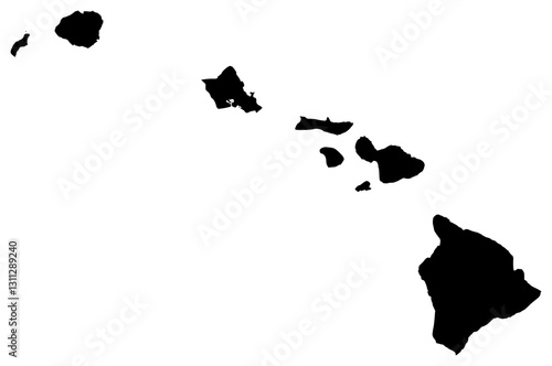 Hawaii state silhouette map in black color