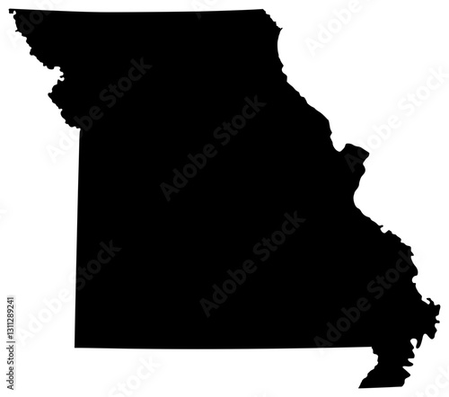 Missouri state silhouette map in black color