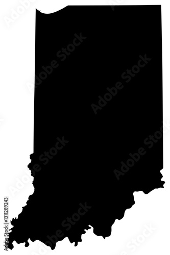 Indiana state silhouette map in black color