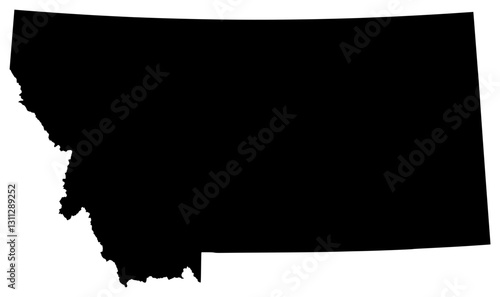Montana state silhouette map in black color