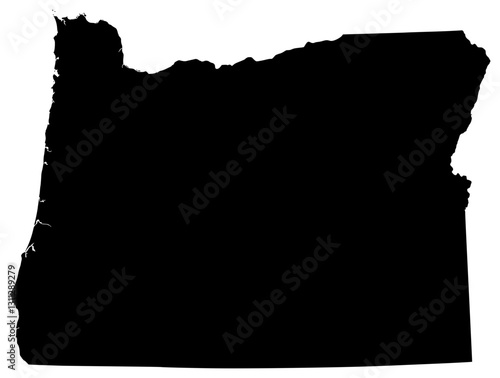 Oregon state silhouette map in black color