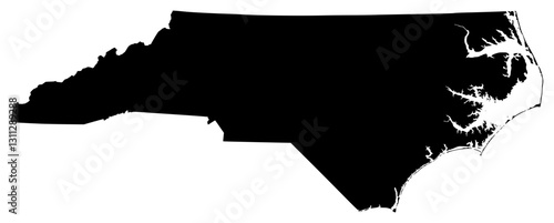 North Carolina state silhouette map in black color