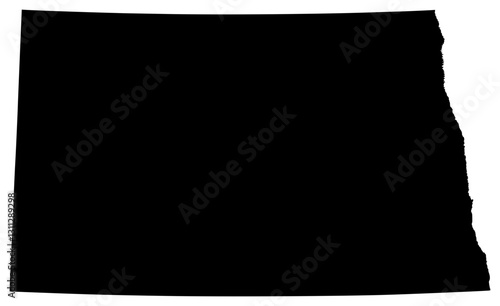 North Dakota state silhouette map in black color