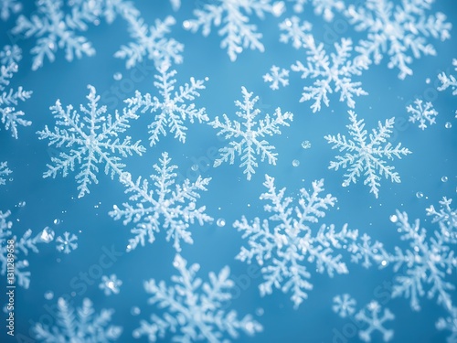 White snowflakes on blue background