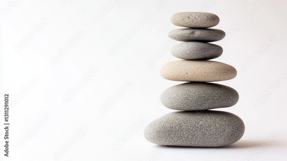 Stone Stack Equilibrium: A perfectly balanced tower of smooth stones, each carefully placed to create a sense of harmony and equilibrium. Stone Stack Equilibrium: A perfectly balanced tower of smooth stones, each carefully placed to create a sense of harmony and equilibrium.