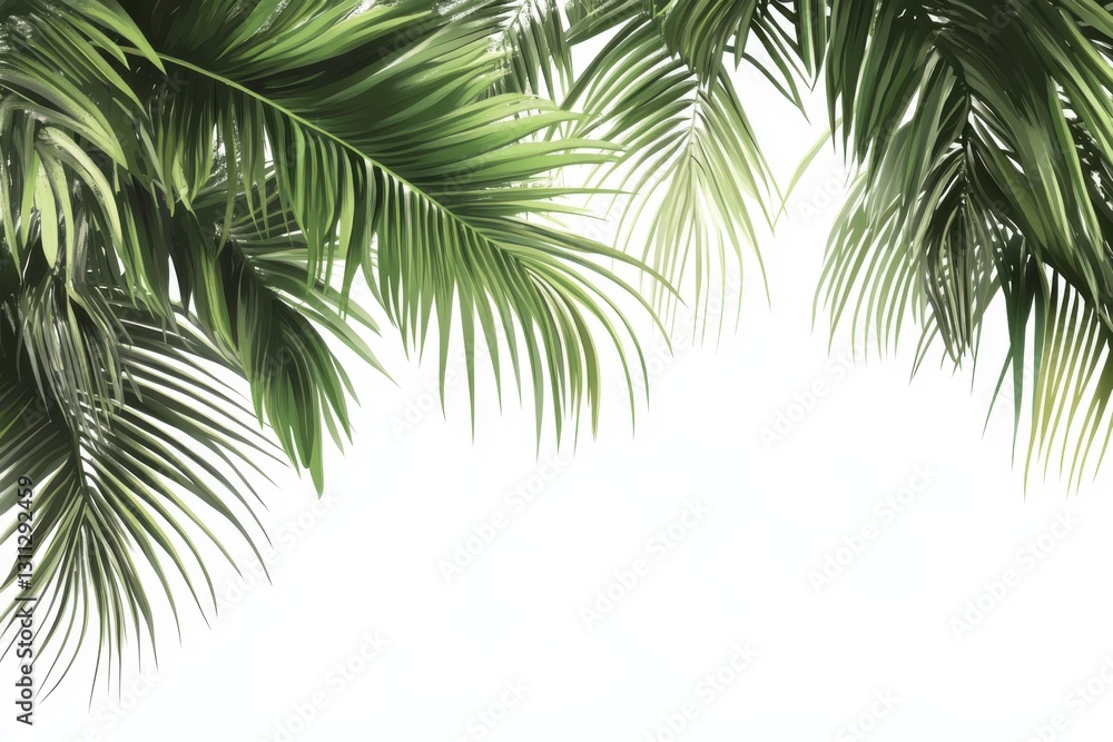 Fototapeta premium tropical palm leaves frame on white background