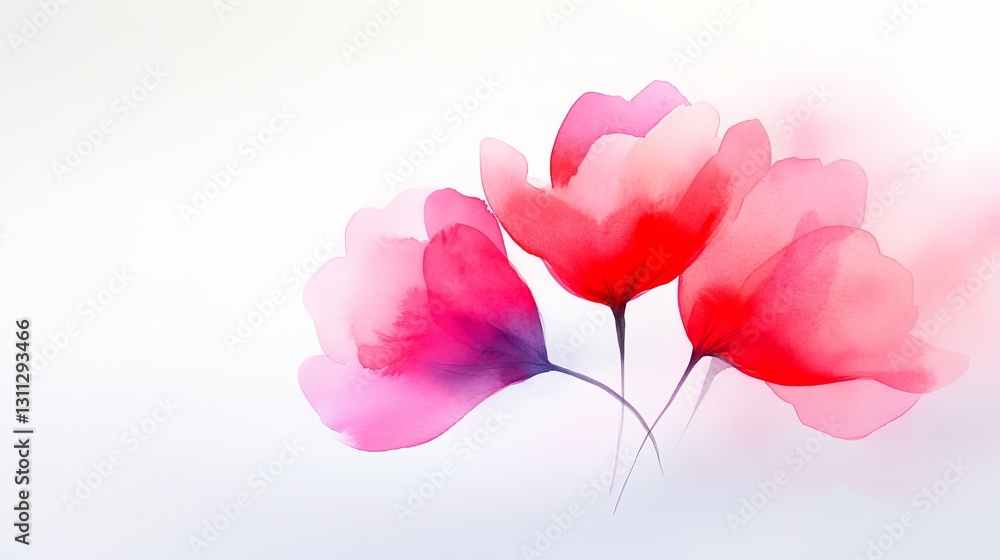 Watercolor Flowers with Soft Delicate Brushstrokes and Pastel Tones, Captured in Natural Light, Artistic Botanical Illustration. Watercolor Flowers with Soft Delicate Brushstrokes and Pastel Tones, Captured in Natural Light, Artistic Botanical Illustration.