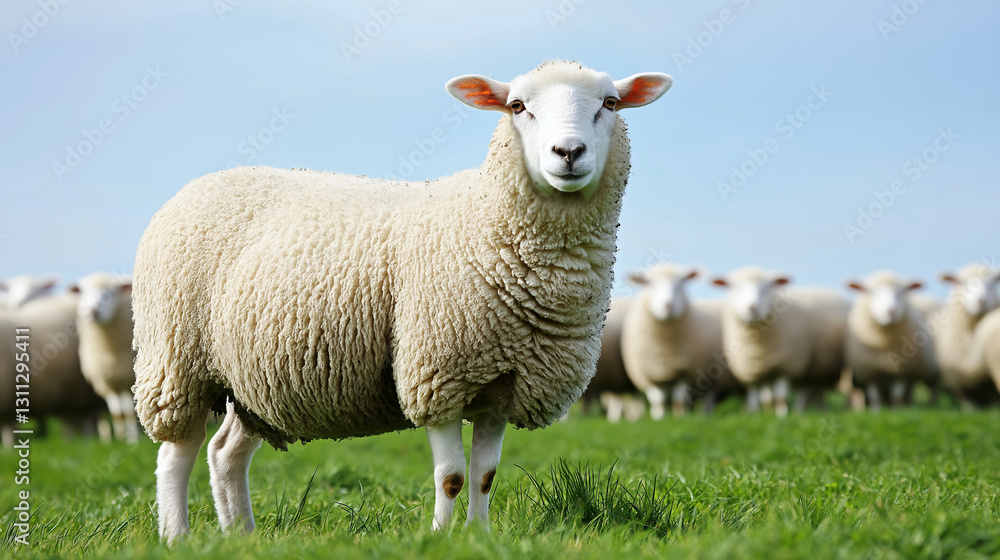 Close-Up Sheep Joy: Sunny Pasture Portrait Close-Up Sheep Joy: Sunny Pasture Portrait