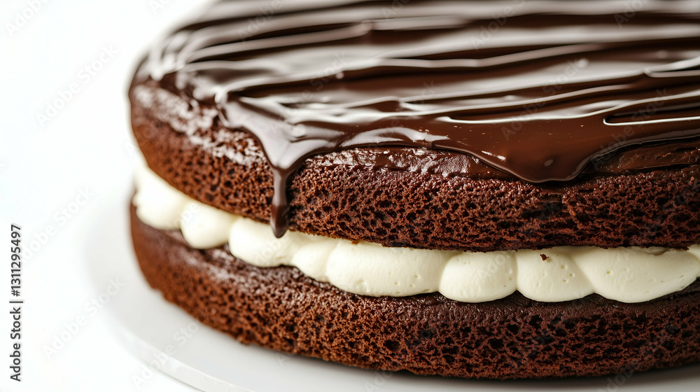 Chocolate cake with cream filling and ganache