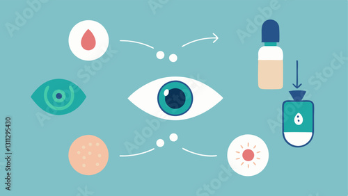 User Instructions An infographic style illustration displaying stepbystep usage instructions for the eye cream including visuals of dotting and smoothing motions surrounding the