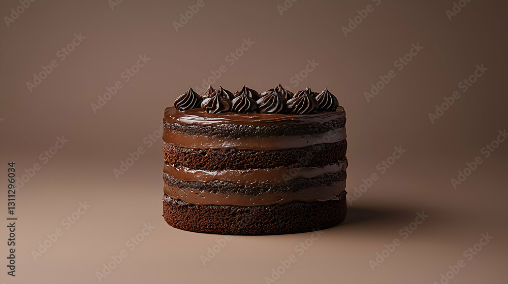Chocolate layer cake with ganache