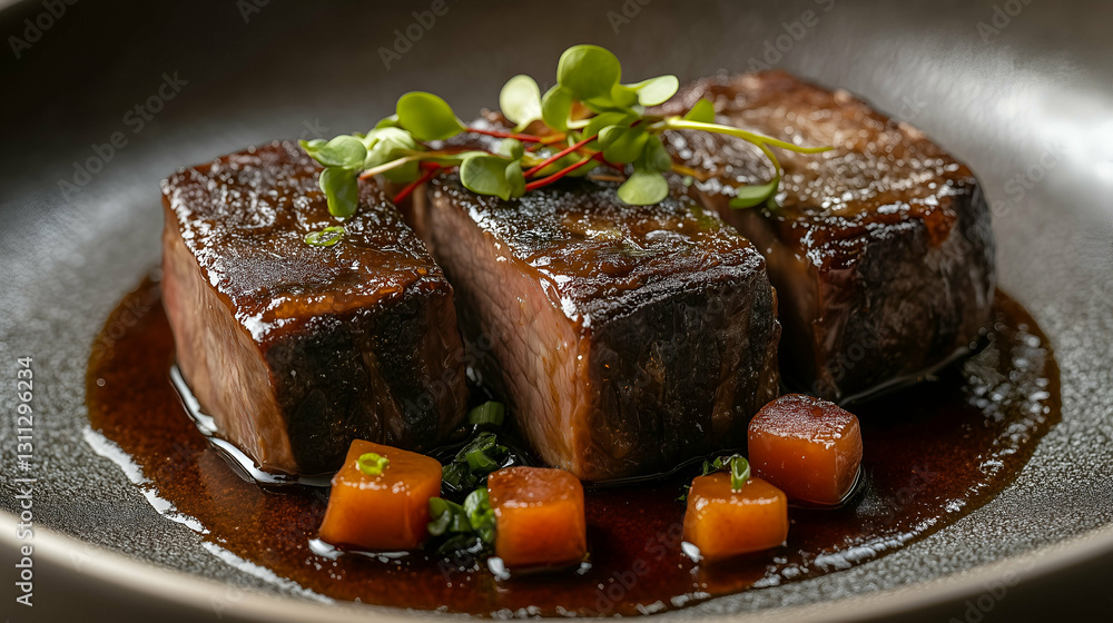 Braised short ribs in sauce