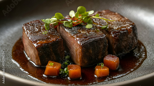 Obraz na płótnie Braised short ribs in sauce w salonie