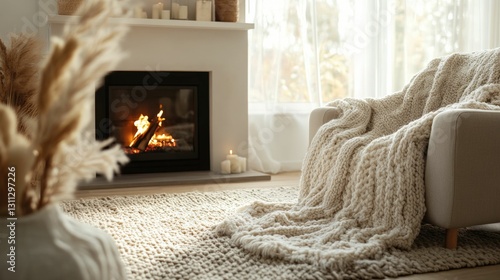 Cozy living room ambiance with fireplace