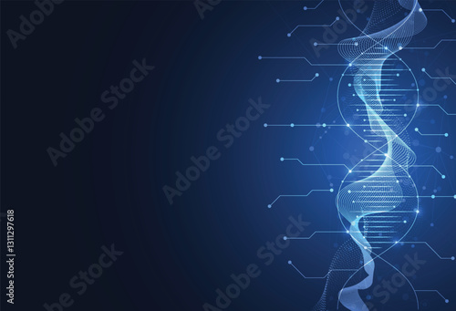 Abstract structure molecule science template background. Technology lines and dots connection. Wallpaper or banner with a DNA, Medical, Chemistry,