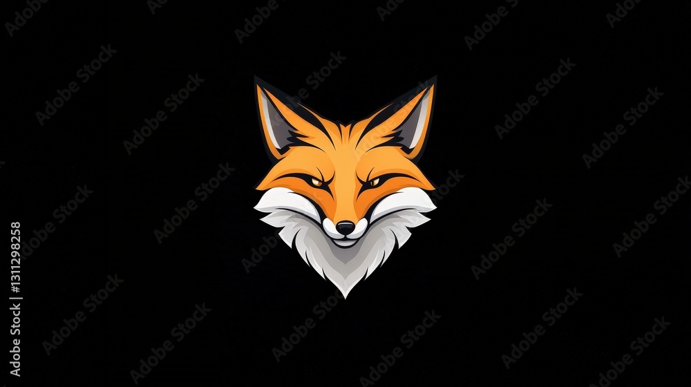 Obraz premium Stylized fox head illustration on black background.
