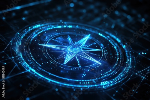 Wallpaper Mural Glowing digital compass on dark tech background. Ideal for guidance, navigation, or technology concepts. Torontodigital.ca