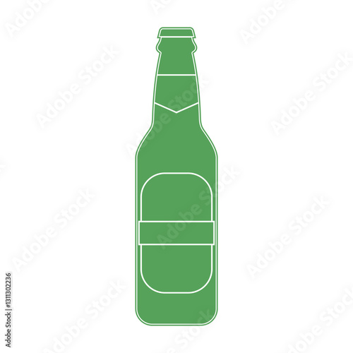 Green beer bottle isolated on white