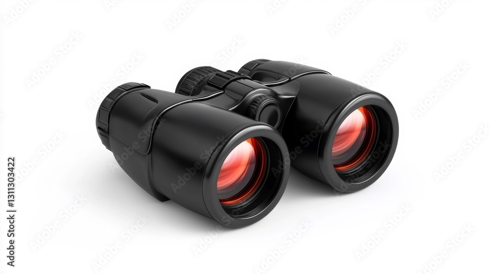 Pair of binoculars with advanced zoom for clear observation isolated on a white background. Generative AI Pair of binoculars with advanced zoom for clear observation isolated on a white background. Generative AI