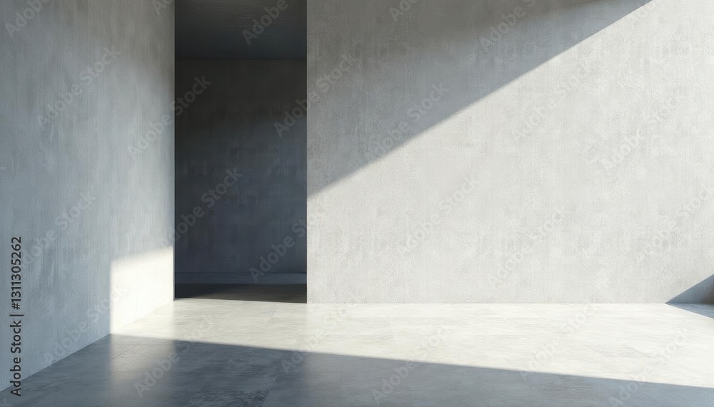 Empty gray wall, minimalist hall Polished floor reflects light , texture, design, empty Empty gray wall, minimalist hall Polished floor reflects light , texture, design, empty