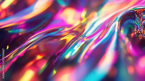Vivid and iridescent abstract color gradients with fluid reflections and curves