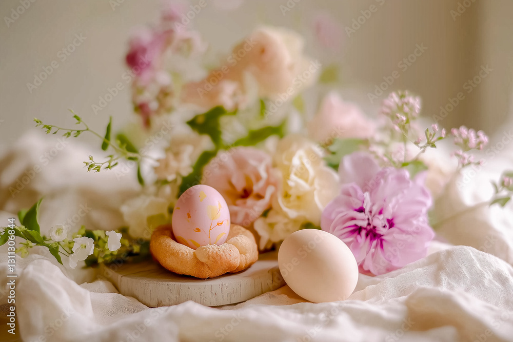 Pastel Easter card with eggs and flowers Pastel Easter card with eggs and flowers