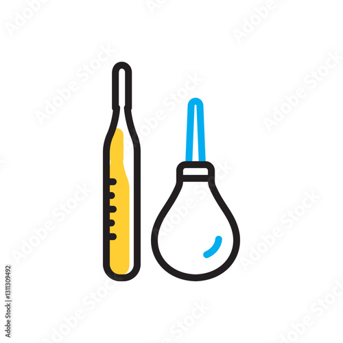 Multi color icon for thermometer and enema