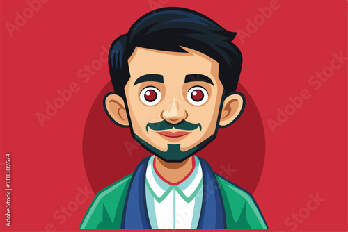 A lively cartoon figure with distinct round eyes and a trendy hairstyle, dressed in a colorful outfit, Photo Customizable Cartoon Illustration