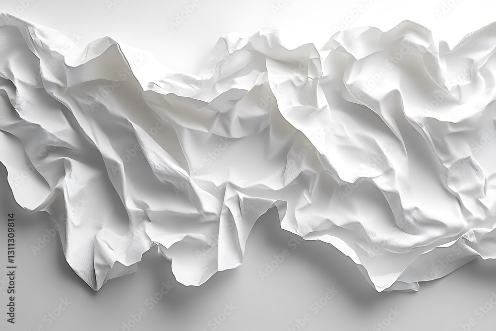 Abstract White Crumpled Fabric Texture Elegant Draped Cloth Background Abstract White Crumpled Fabric Texture Elegant Draped Cloth Background