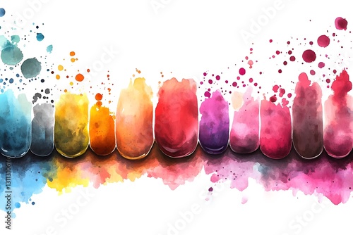 Vibrant Watercolor Nail Polish Colors Palette Swatch Design