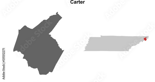 Slika na platnu Carter County (Tennessee) blank outline map set
