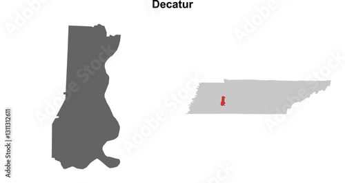 Decatur County (Tennessee) blank outline map set