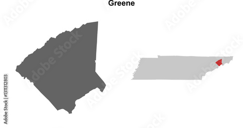 Greene County (Tennessee) blank outline map set