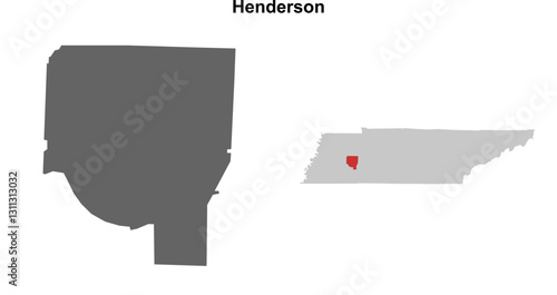 Henderson County (Tennessee) blank outline map set