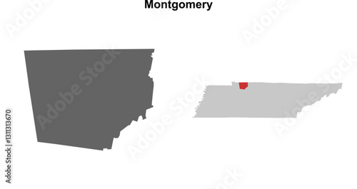 Montgomery County (Tennessee) blank outline map set