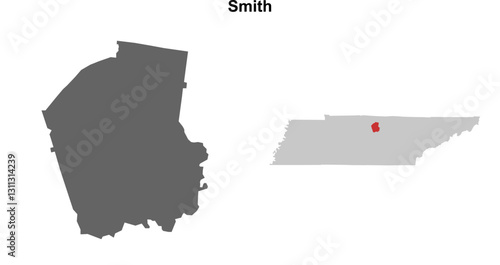 Smith County (Tennessee) blank outline map set